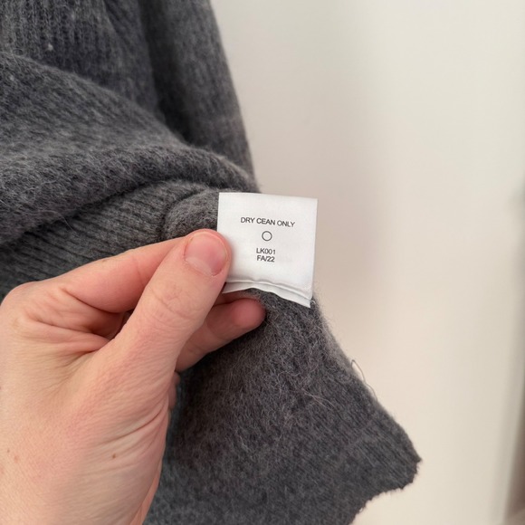 Quince women's Merino Wool Baby Alpaca Ribbed Mock Neck Sweater Charcoal Grey XL - Picture 4 of 10